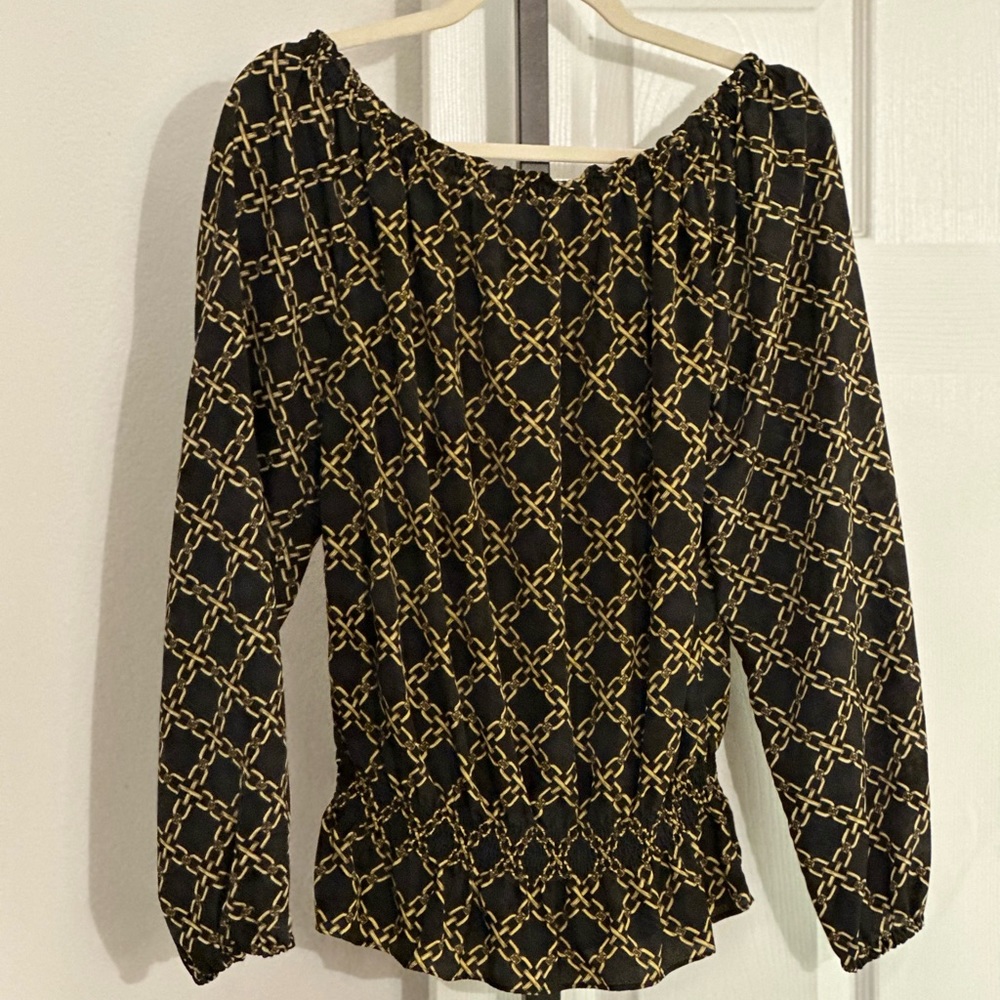 MICHAEL Kors Chain Off The Shoulder Long Sleeve Top Size Med